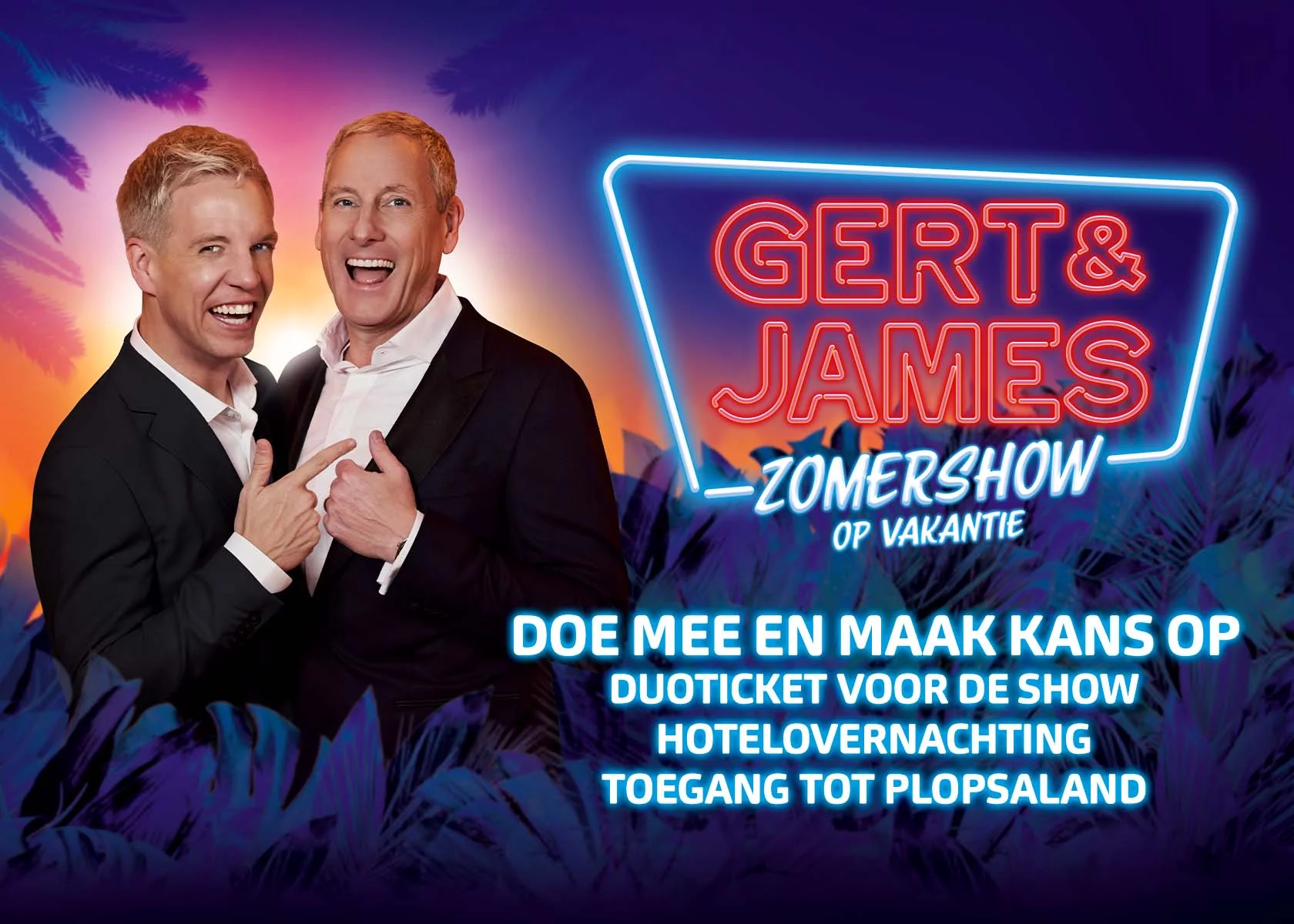 Win tickets voor de Gert & James Zomershow met een hotelovernachting in Plopsaland